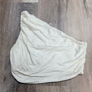 Free People One White One Shoulder Ruched Top Size Small